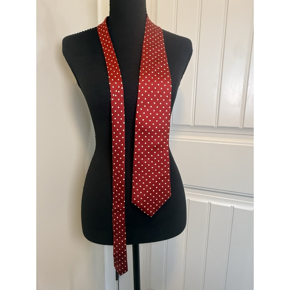VTG Bert Pulitzer Silk Tie Red W/Microdots Dark Academia Old Money Classic